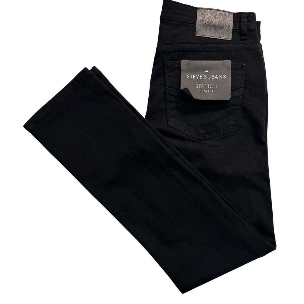 Steve's Jeans Mens Stretch Slim Fit Black Denim Jeans 30x32 NWT